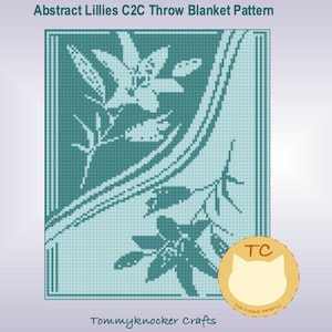 Abstract Lillies C2C Crochet or Cross Stitch Pattern, Floral C2C Crochet and Cross Stitch