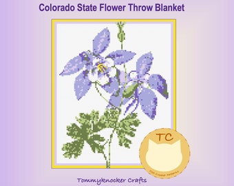 Colorado State Flower, Columbine C2C Throw Blanket Pattern, Realistic Flower C2C Crochet, Hyper-Realistic Cross Stitch Pattern