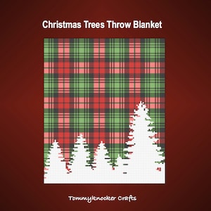 Christmas Trees C2C Crochet Throw Blanket Pattern, Christmas Corner-to-Corner Crochet