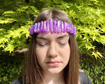 Purple Aura Quartz Crown