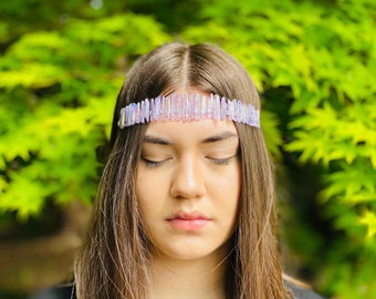 Violet Aura Quartz Crystal Crown