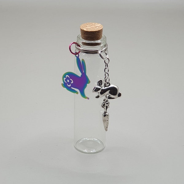 Rabbit memorial jar, pet fur keepsake bottle, mini urn glass, whisker holder, vial for ashes, bunny loss gift for teens, rainbow bridge pet