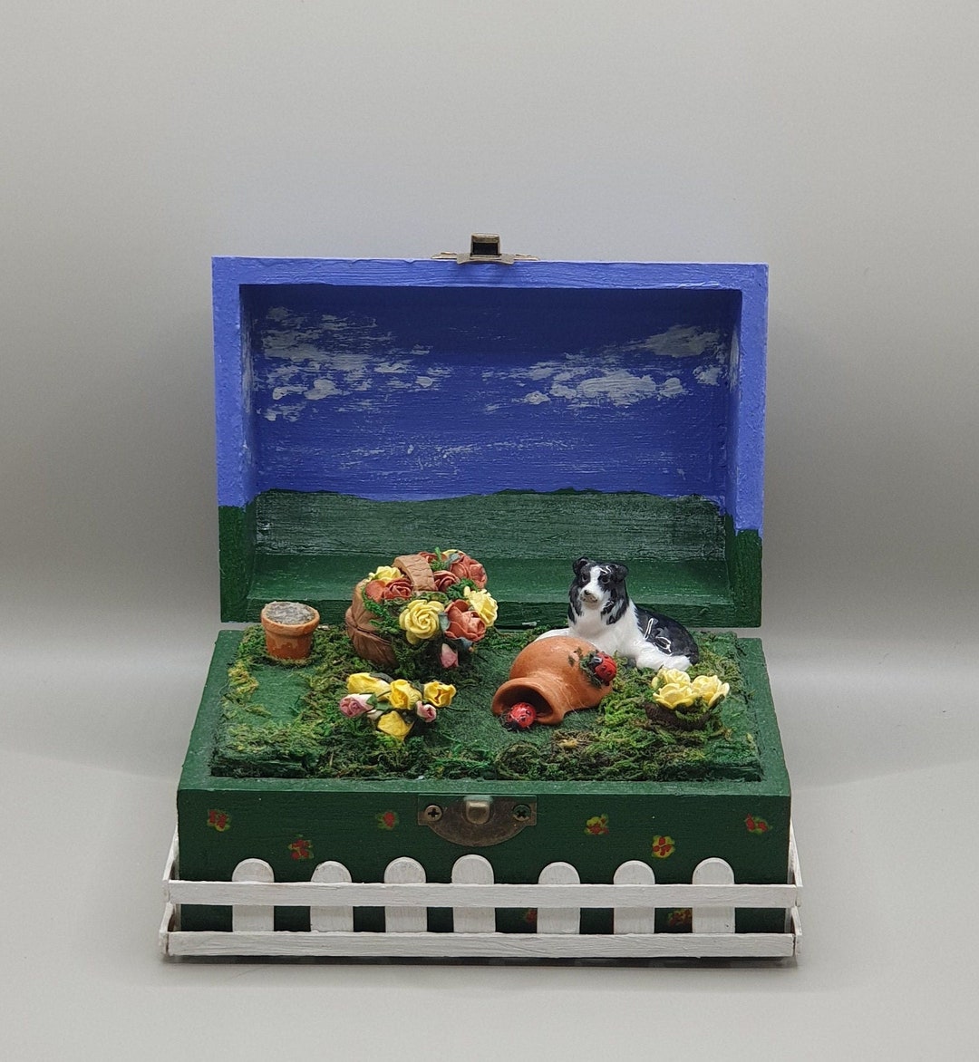 Border Collie Miniature Diorama Shadow Box, Cottagecore Decor ...
