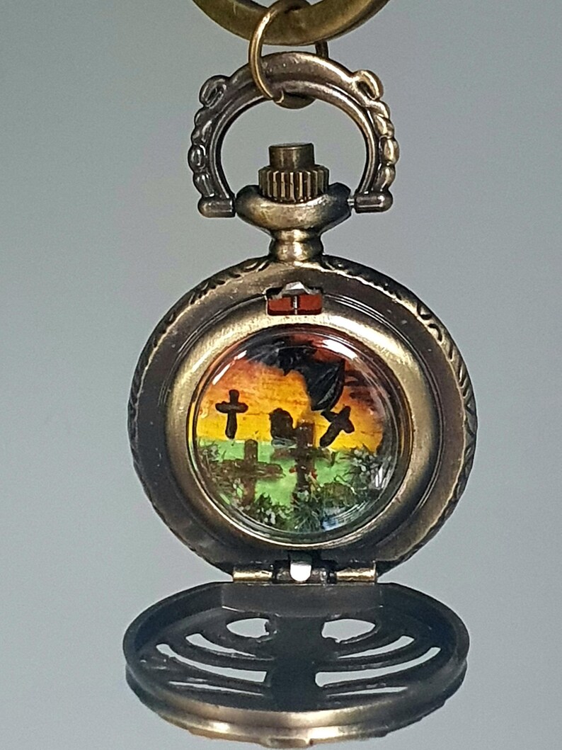Cemetery Keychain, Gothic Graveyard Diorama Keyring, Repurposed Pocket ...