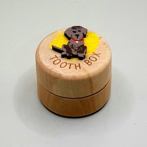 Caja de recuerdo de dientes de perro, regalo conmemorativo de madera pintado a mano, soporte para dientes de cachorro