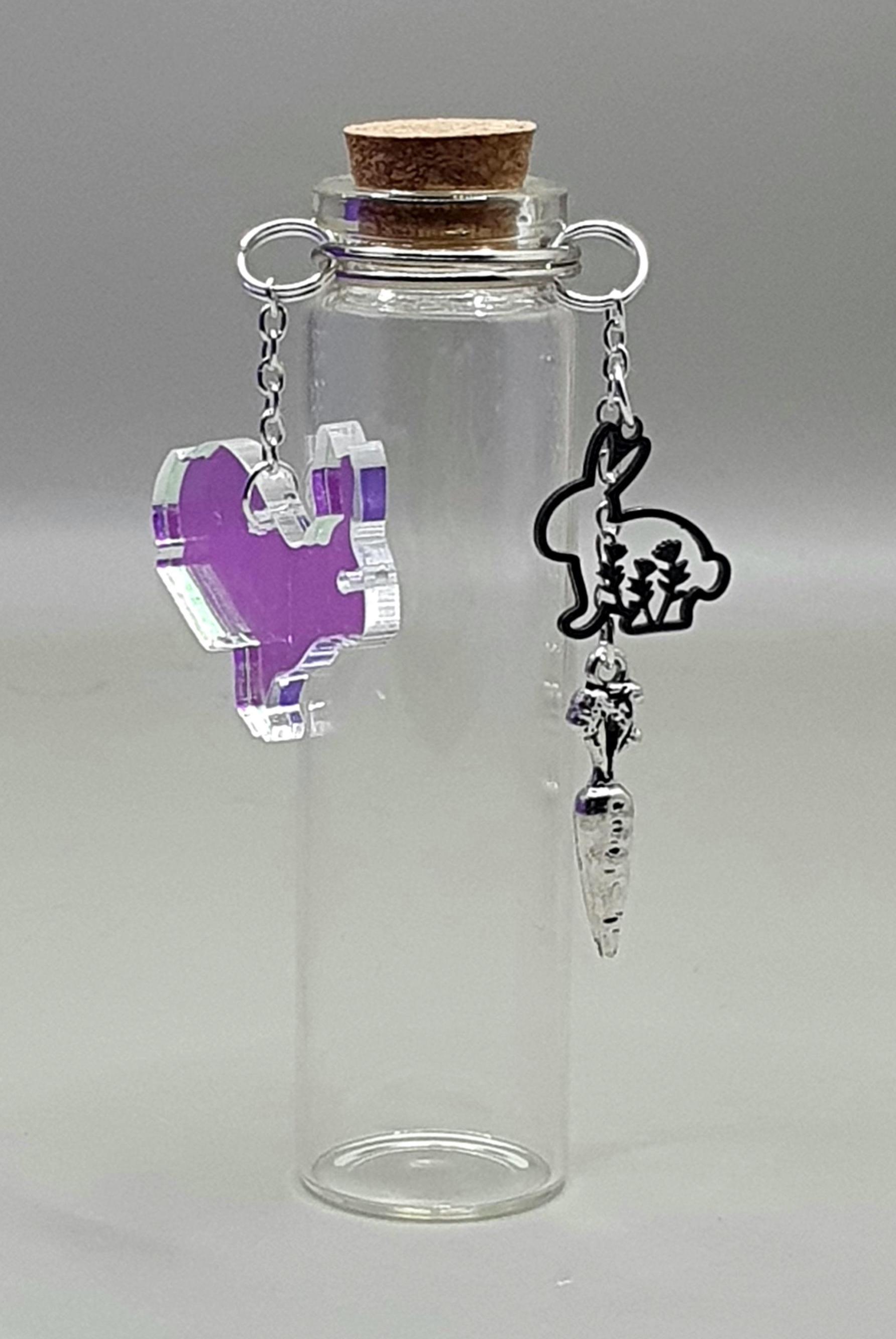 Iridescent Rabbit Fur Keepsake Bottle, Rainbow Bridge Memorial