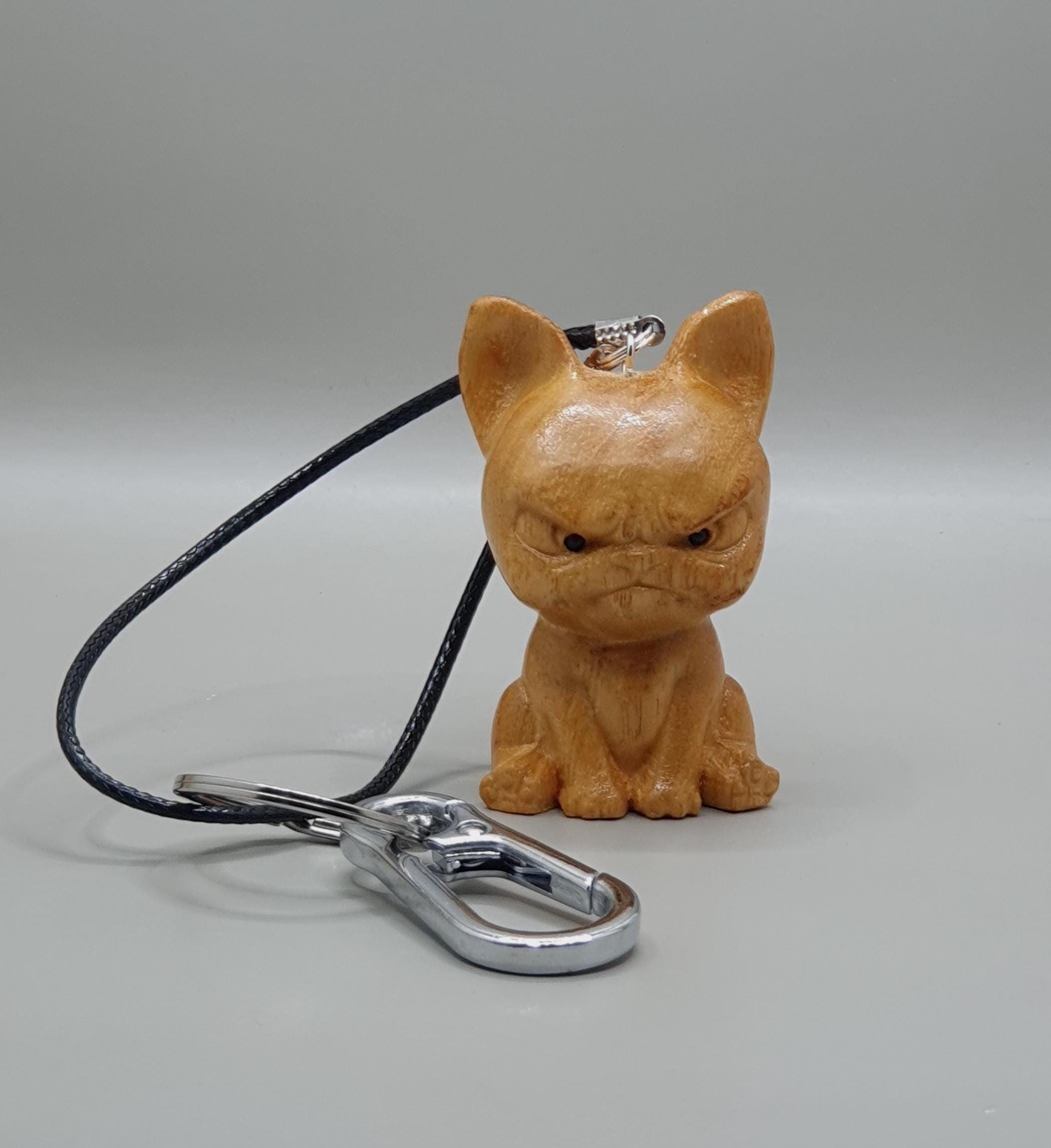 フレンチブルドッグのバッグチャーム、気難しい犬のキーホルダー