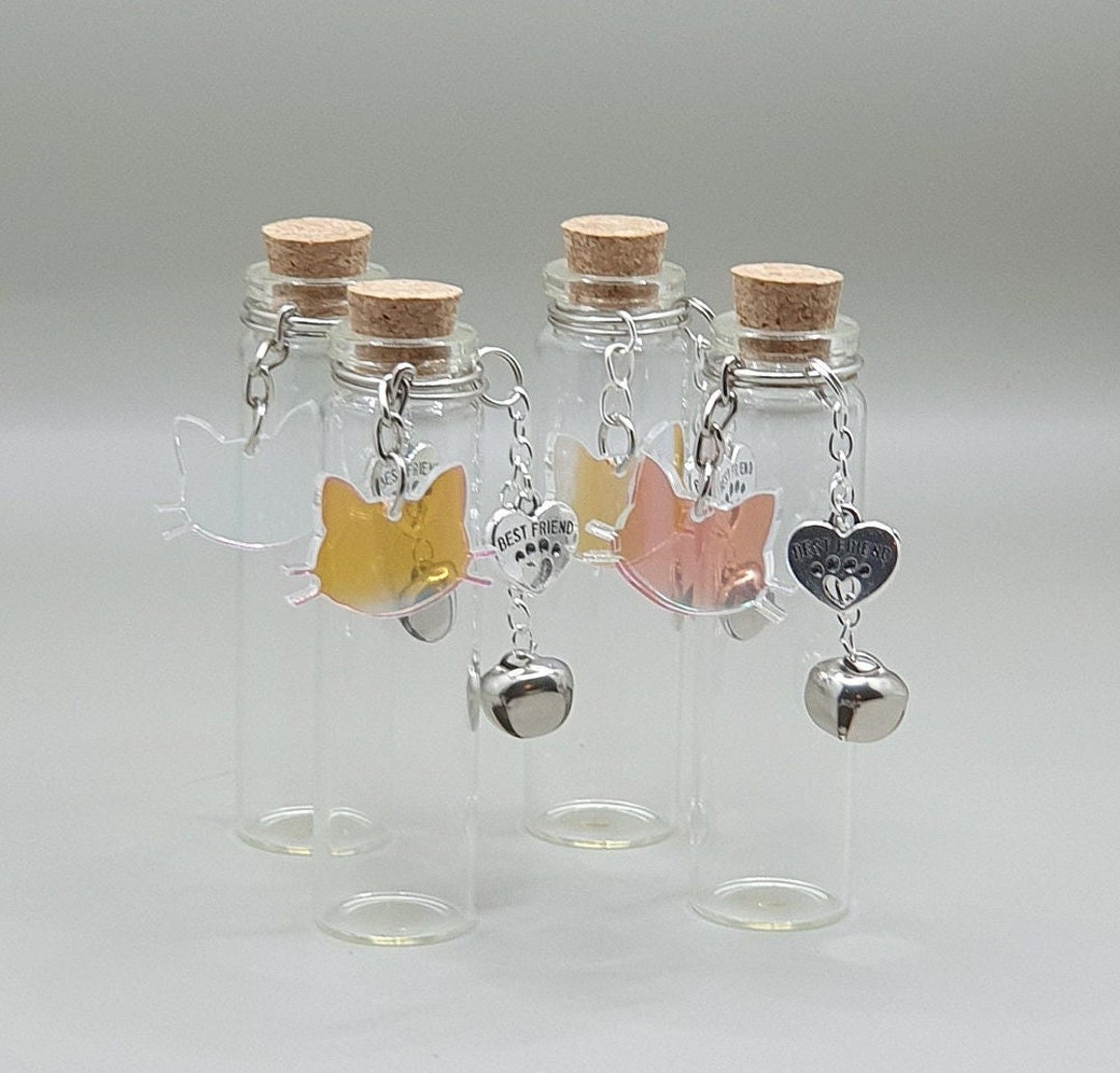 Cat Whisker Holder, Keepsake Bottle, Iridescent Cat Fur Memorial Jar