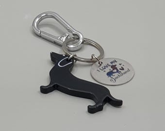 Dachshund keyring, sausage dog keychain acrylic charm, weiner gift, novelty bag charm