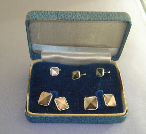 Vintage MOP Cufflink & Stud Set ,Tuxedo Set, Dres… - image 1