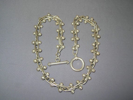 Vintage Mexican Sterling Silver 940 Peppercorn DNA Ball Link Necklace ~ 82.4 grams