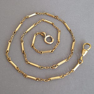 16&quot; Antique Fancy Link GF Gold Filled Pocket Watch Chain Necklace