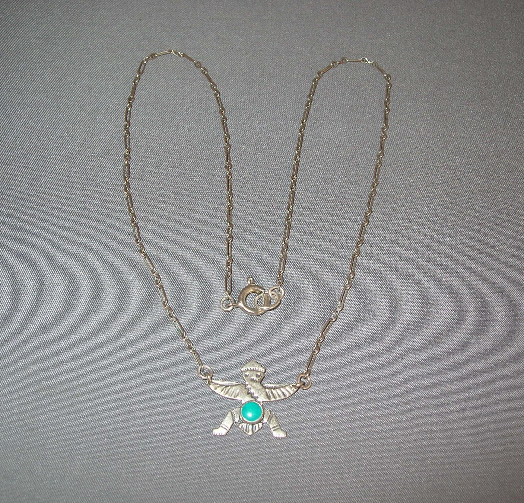 Vintage Fred Harvey Era Navajo Sterling Silver Turquoise Knifewing