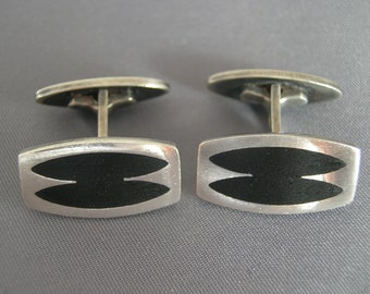 POUL WARMIND Modernist Matte Enamel Sterling Silver Cufflinks