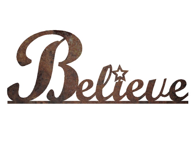 Rustic Metal Sign | Believe Sign for the Holidays | Xmas Yard Art