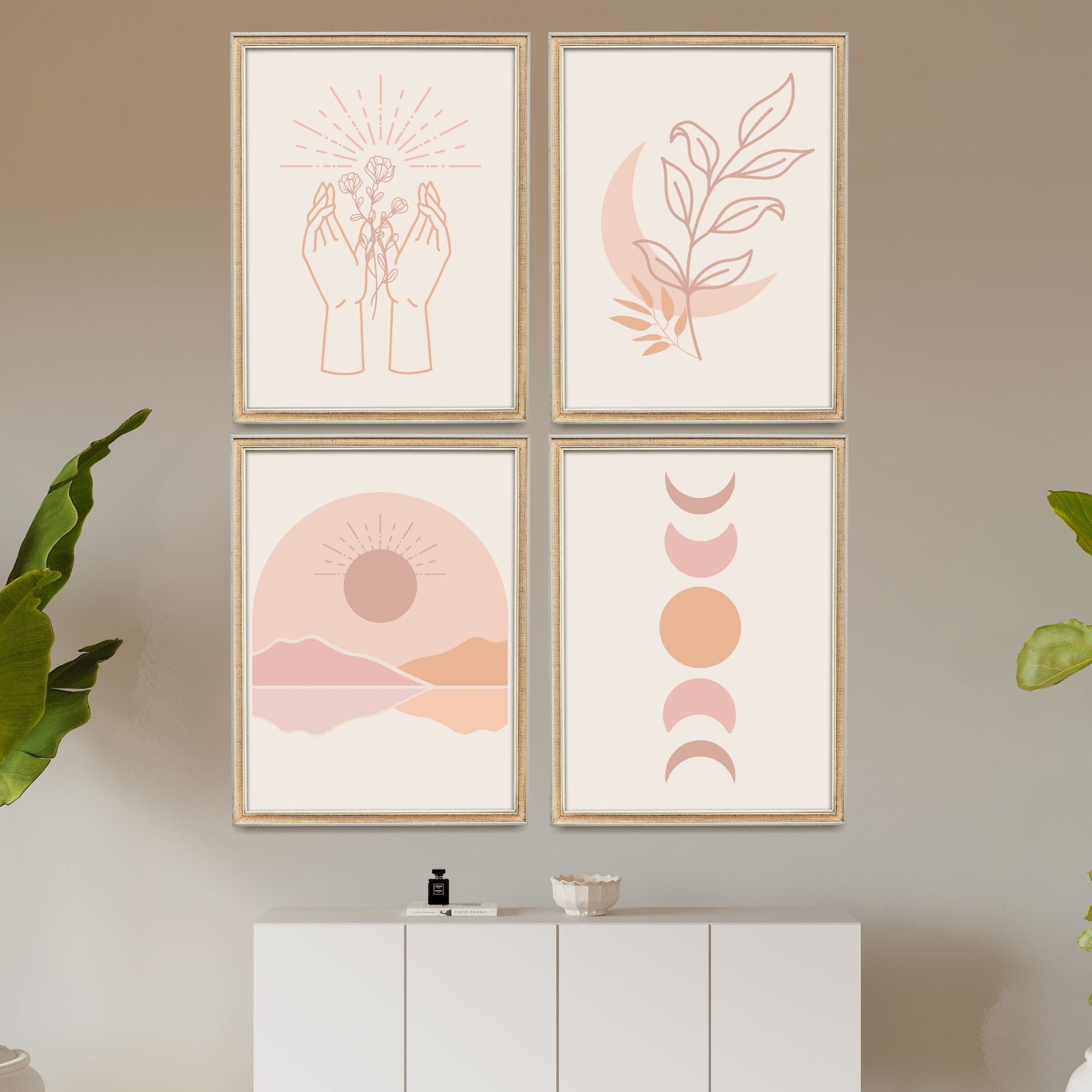 Set of 4 Minimal Boho Prints Modern Gallery Wall Decor - Etsy