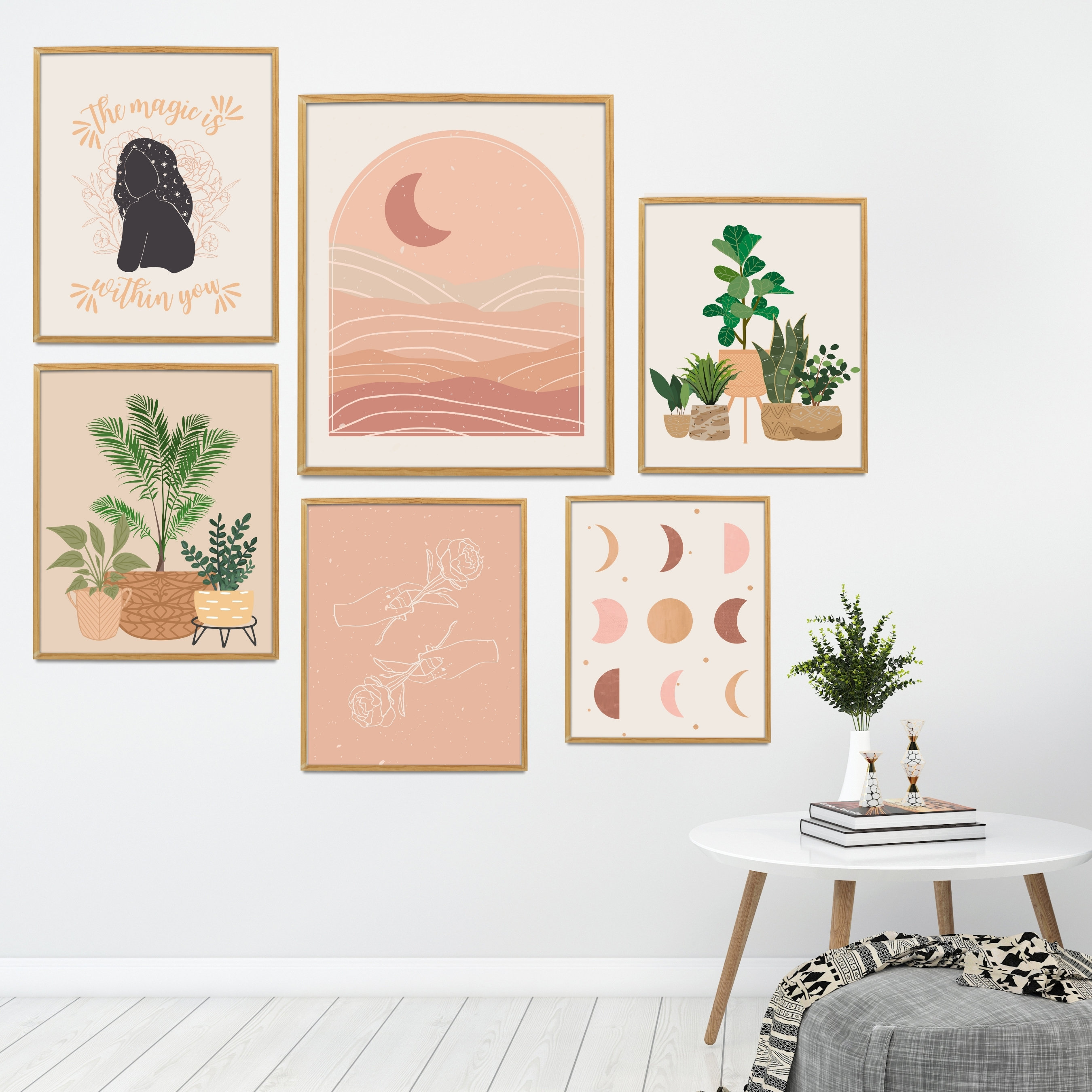 Set of 6 Modern Boho Art Print Boho Wall Décor Plants | Etsy