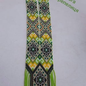 Ukrainian Necklace/Ethnic woven beaded necklace Gerdan with national Ukrainian pattern in traditional Ukrainian , Jewellery, with Earring