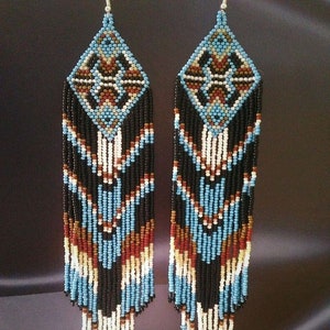 Perlenarbeit Ohrringe, Multi Farben Ohrringe Perlen Ohrringe ethnischen Ohrringe American native Seed Beads Ohrringe Fransen Ohrringe Boho Ohrringe