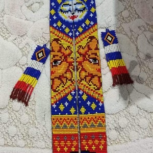 Ukrainian gerdan,Traditional Necklace, Beaded handmade ,beaded Necklace,Ukrainian jewelry,long Necklace flok Ukrainian Nacklace,with Earring