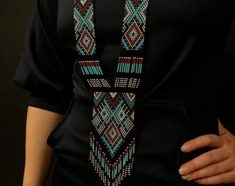 Collana Gerdan ucraina / Collana grossa / Etnica / Tribale / Con perline / Collana unica / Da donna africana con orecchini, per regali