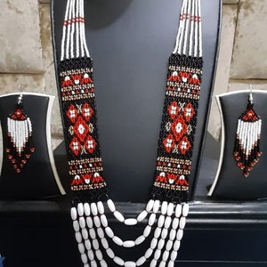 African/Handmade necklace /Elegant/colorful/cultural/ethnic/ Maasai Jewellery/beaded Necklace/charm necklace/long necklace/With Earrings