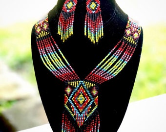 Beadwork statement Nacklace, colourful Nacklace ,garden necklace, Bohemian Nacklace , for gifted item