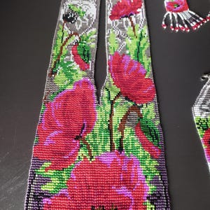 Collana di fiori con perline, collana ucraina, collana di perline Gerdan con motivo nazionale ucraino in stile tradizionale ucraino, con orecchini in omaggio immagine 3