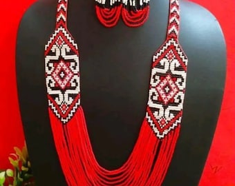African/ Handmad necklace /Elegant/ colorful/ cultural/ ethnic/ Maasai Jewellery/beaded Necklace/charm necklace/long necklace/With Earrings