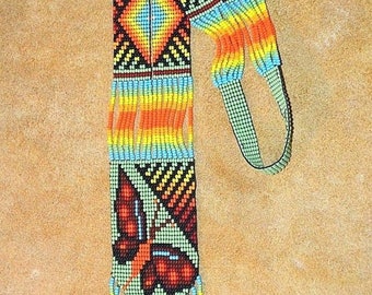 Collar de cuentas de mariposa, gerdan ucraniano, collar tradicional, hecho a mano con cuentas, collar de cuentas, collar largo flok, collar ucraniano