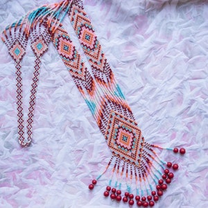 Ukrainian gerdan,Traditional Necklace,Beaded handmade,beaded Necklace,Ukrainian Jewellery,long Necklace flok Ukrainian Nacklace,with Earring