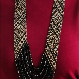 Ukrainian Necklace,Beaded,Ethnic women beaded necklace Gerdan with national Ukrainian pattern in traditional Ukrainian ,with Earring