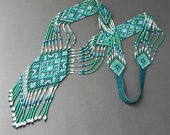 Ukrainian Gerdan, traditional Ukraine necklace, Handmade Jewelry, Beaded Necklace, Ukrainian Jewelry, long necklace Folk +Earring Free