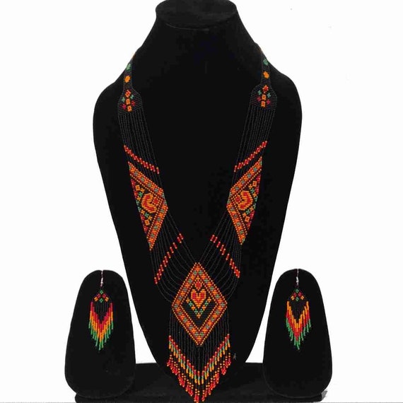 Ukrainian  Nacklace/ethnic Jwellery/Fringe Nacklace/bead loom Nacklace /American style Jwellery