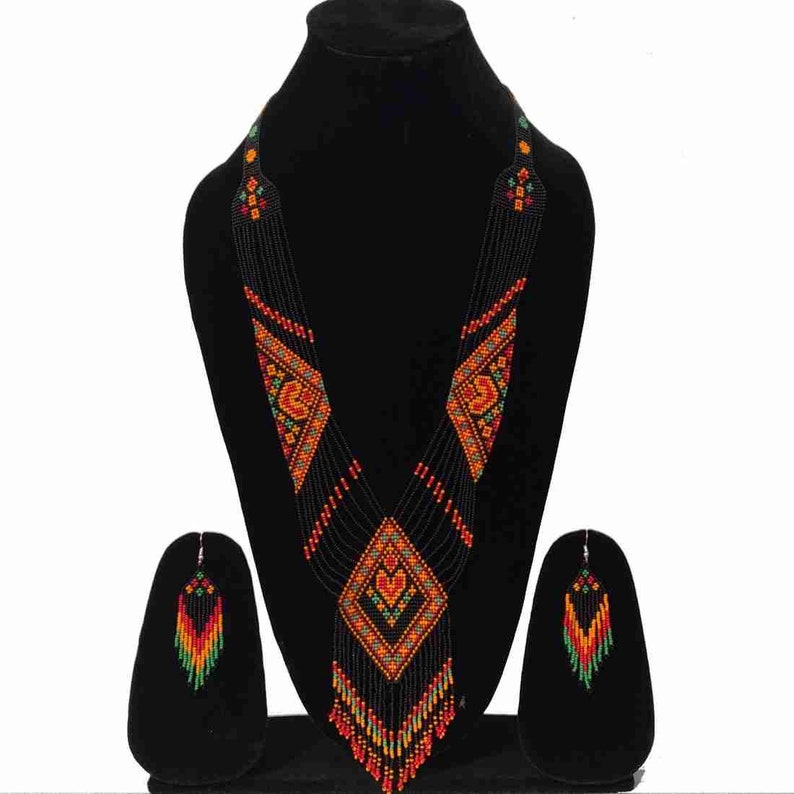 Ukrainian Nacklace/ethnic Jwellery/Fringe Nacklace/bead loom Nacklace /American style Jwellery image 1
