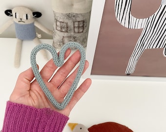 Knitted wire heart - Wall Hanging / Kids Home Decor / Loveheart shaped gift for nursery, bedroom/ Wall Hanging / Teacher Thank You Gift