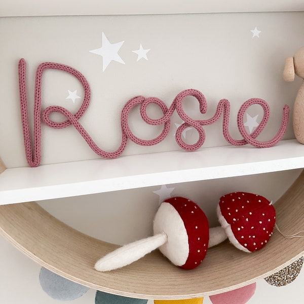 UK Customisable Knitted Wire Word Signs. Custom, Personalised Name Sign Wall Hanging  Kids Nursery / Gift Idea / Newborn / New Mum & Baby