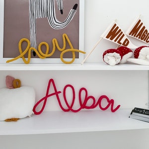 Hey Knitted Rope Sign - Scandi Style Wire Word Wall Hanging / Art for ...