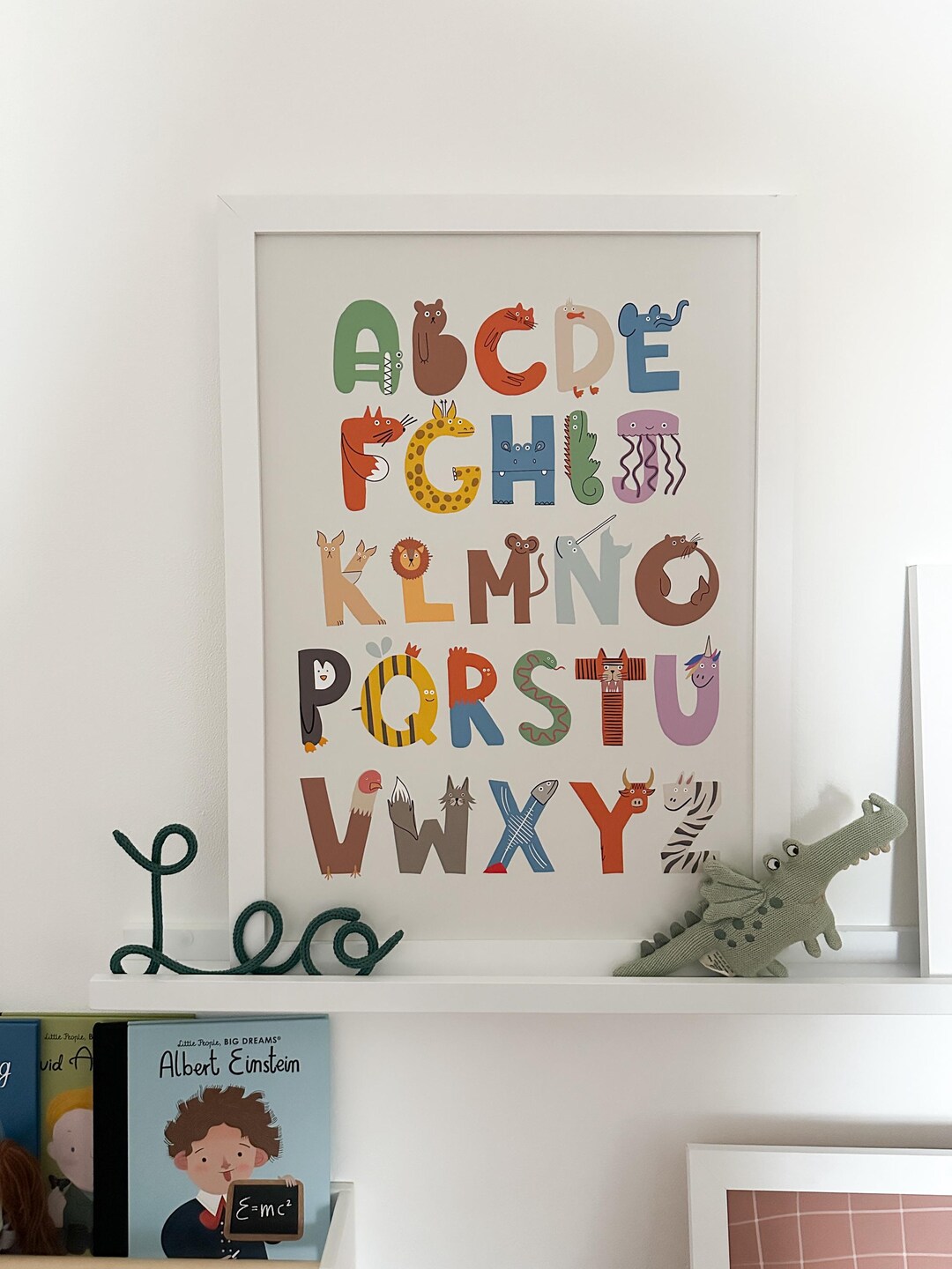 Alphabet Animals Kids Room Print, Animal Letters Wall Art, Modern ...