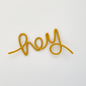 Hey Knitted Rope Sign - Scandi Style Wire Word Wall Hanging / Art for ...