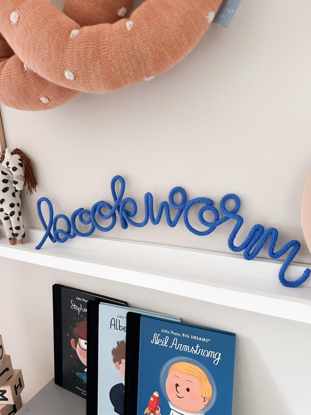 Knitted Wire Word 'bookworm' Wall Sign | Kids Room Decor | Nursery Wall ...