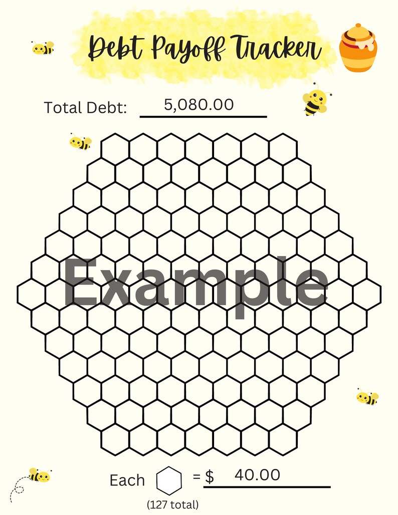 Honey Bee Debt Tracker Digital Download, Printable, Track Your Progress ...