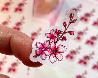 cherry blossom stickers, planner sticker sheet, sticker sheet, floral stickers, flower stickers, botanical stickers, small flower stickers