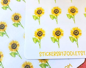 sunflower planner stickers, sunflower sticker sheets, sticker sheet, floral stickers, flower stickers, cute stickers, bujo stickers, floral