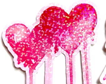 Sticker imperméable coeurs roses. Coeurs aquarelle pour la Saint-Valentin. Un cadeau simple pour une meilleure amie, une petite amie, une fiole hydraulique, un gobelet ou un ordinateur portable