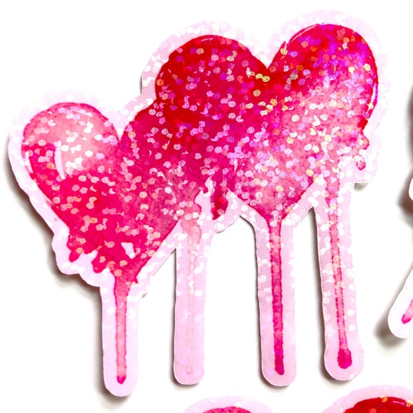 Pink Hearts Waterproof Sticker. Valentines Day Watercolor Hearts. Simple Gift for Best Friend, Girlfriend, Hydroflask, Tumbler, or Laptop