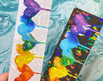 rainbow hearts bookmark, dripping hearts, heart bookmark, pride bookmark, rainbow book marker, lbgtq gift, equality gifts, love bookmark
