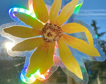 rainbow suncatcher, sunflower suncatcher, rainbow sun catcher, rainbow maker, window decal, suncatcher decal, sun catcher sticker for window