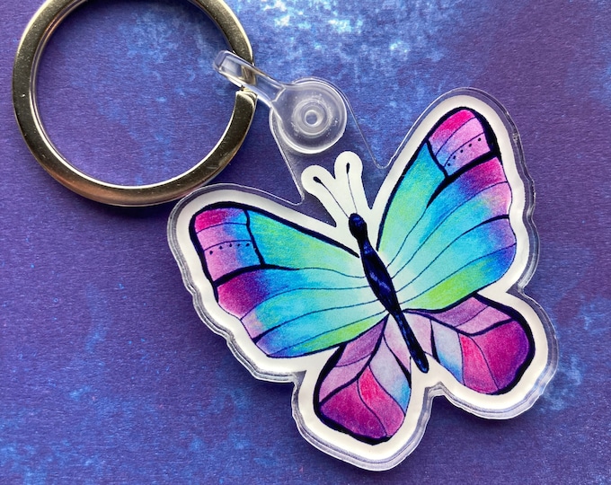 Cute Butterfly Keychain Butterfly Keychain Keyring, Metal Butterfly ...