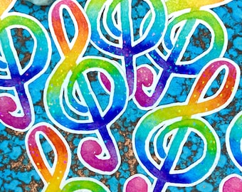 Treble Clef Sticker, 3.4 x 1.5 in.